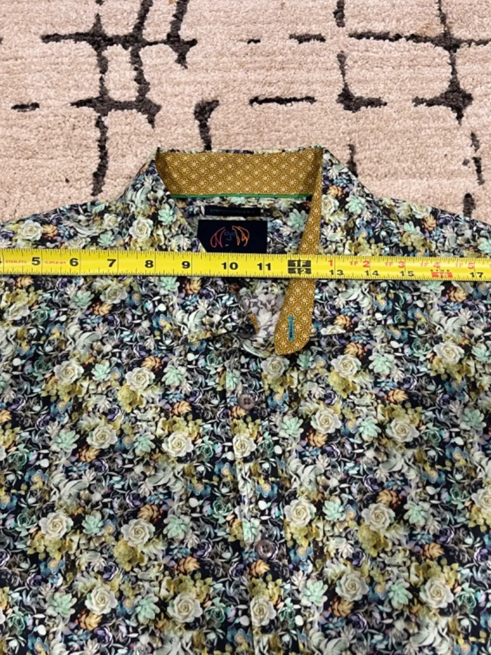 John Lennon Men's 2XL Floral Cotton Psychedelic Long Sleeve Button Down Shirt - Picture 9 of 12